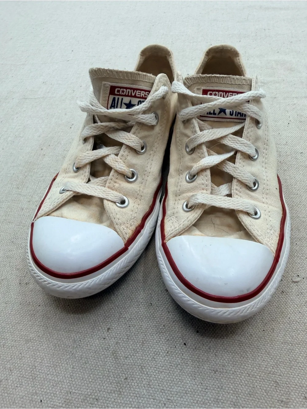Converse Kids Low-Top Canvas Sneakers in Cream